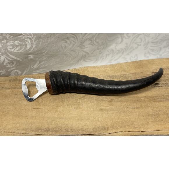 NEW Springbok Antelope Antler Black Bottle Can Opener Unique Africa Horn Gift - Picture 1 of 7